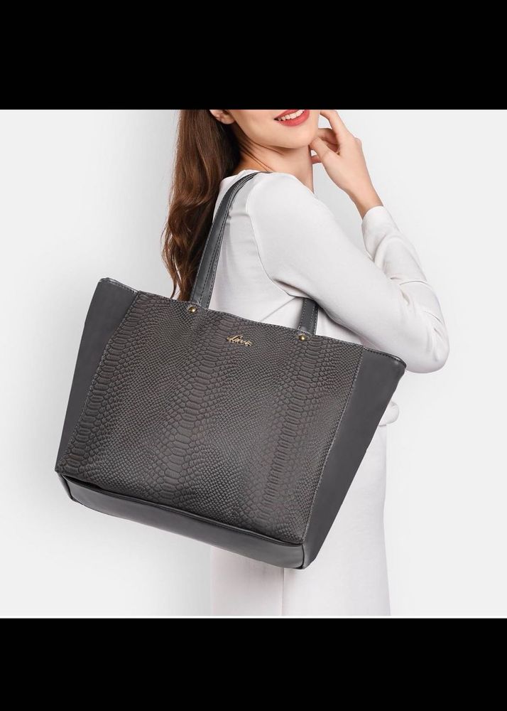 Chic Grey Embossed Tote Bag