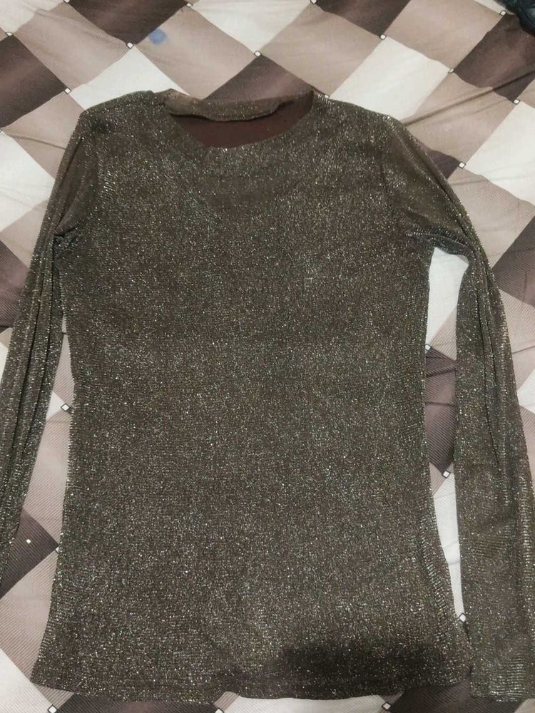 Sparkly Brown Long Sleeve Top