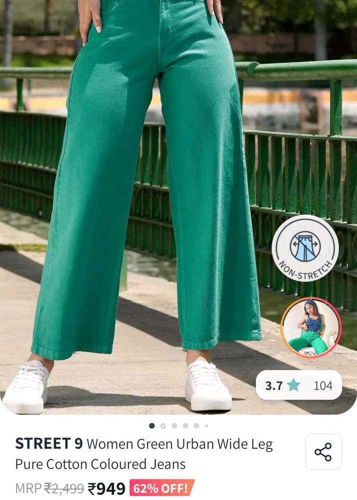 💚 Brand New Street9 Green Wide Leg Jeans
