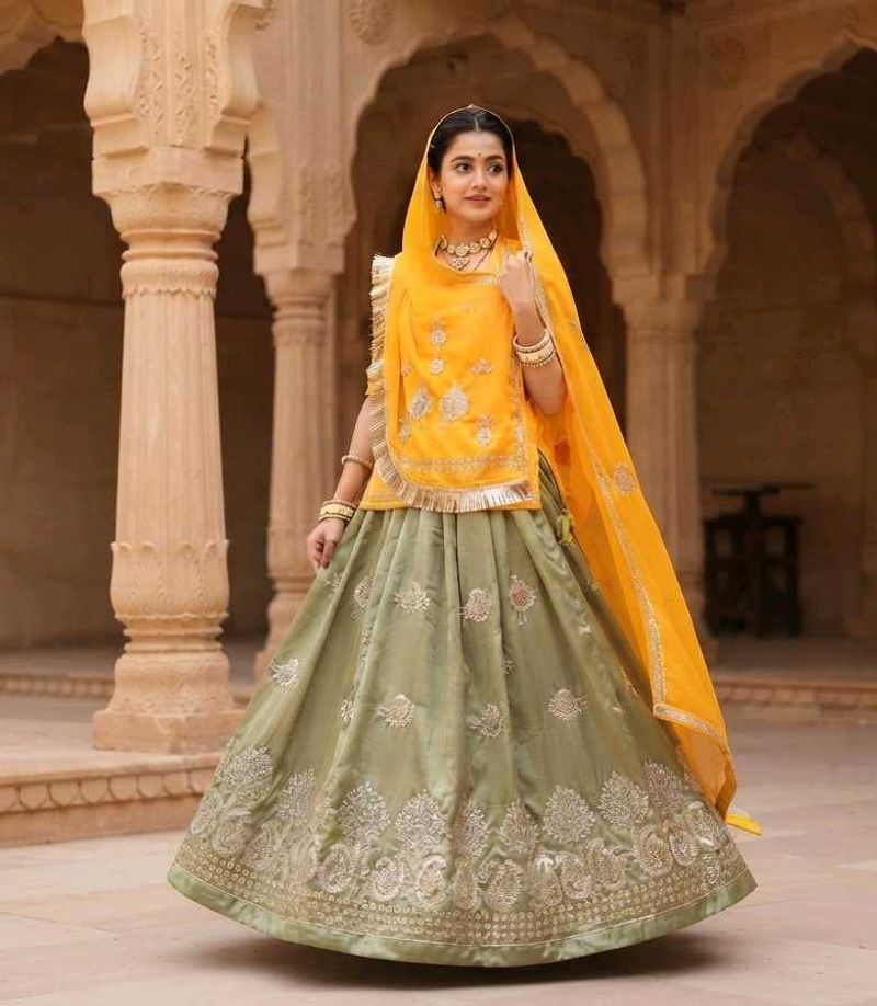 Yellow and Green Rajputi Dress
