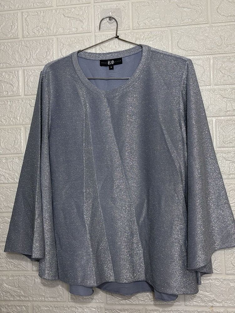 Sparkly Silver Bell Sleeve Top