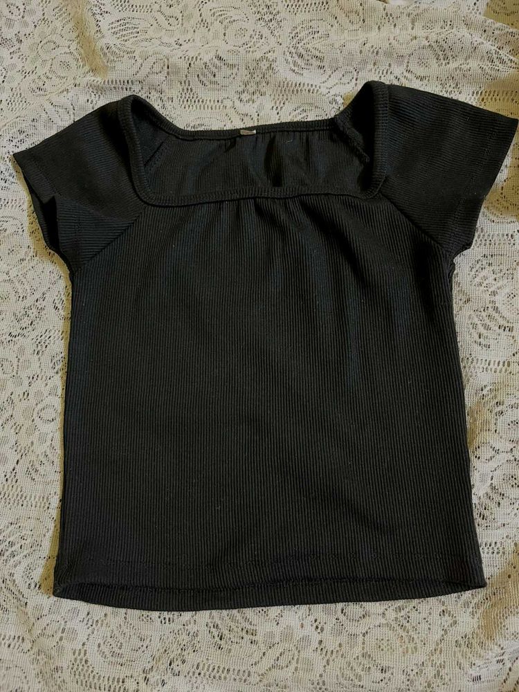 Ribbed Square Neck Top