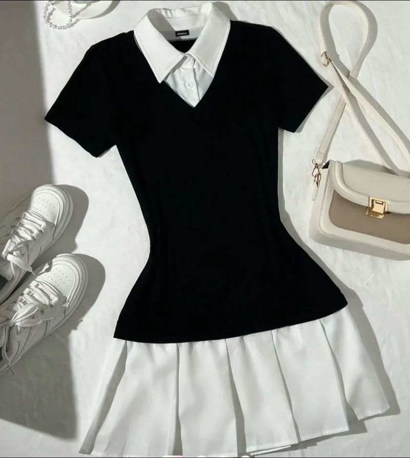 (new) Littlebox Chic Black &amp; White Collared Dress