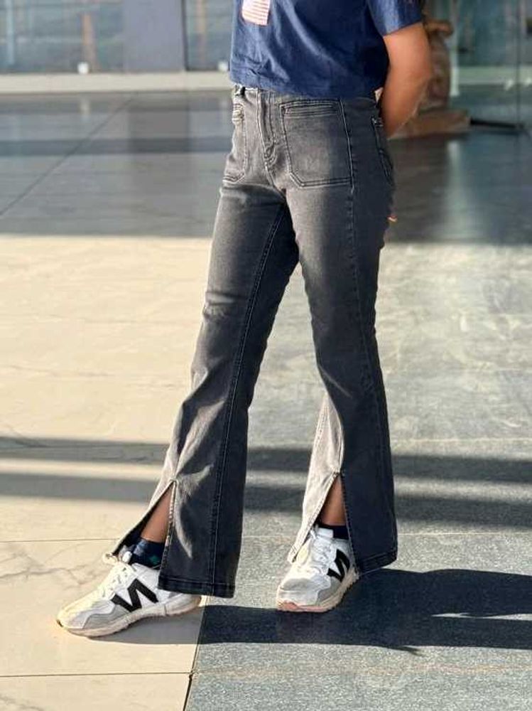 Women's Flared Jeans with Slit