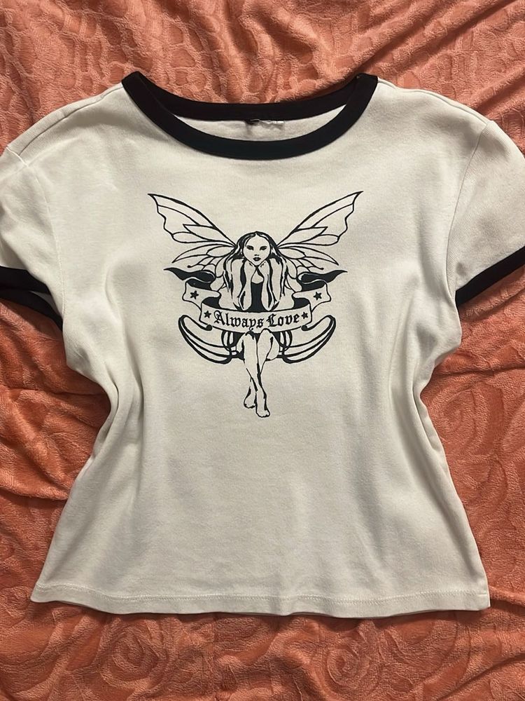 Graphic Ringer Tee Fairy "Always Love"