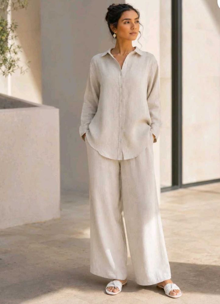 Oversized Linen Blend Shirt &amp; pant
