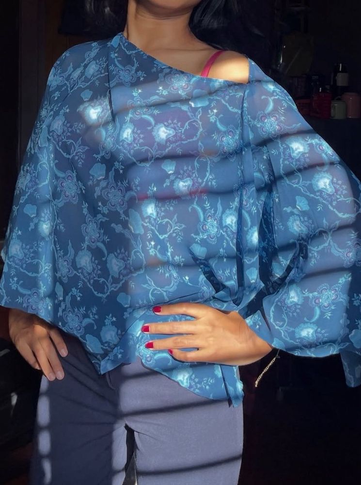 Sheer Floral Print Top