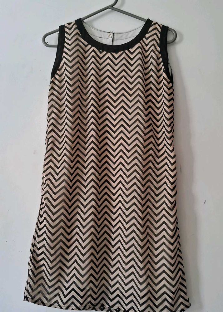 2 layer Printed Sleeveless Dress mid office wear