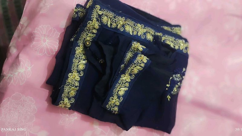 Embroidered Blue Saree