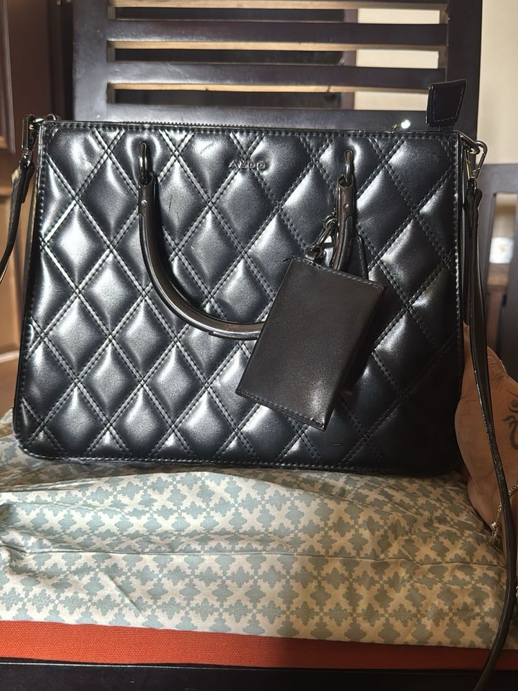 ALDO Black Quilted Crossbody Bag