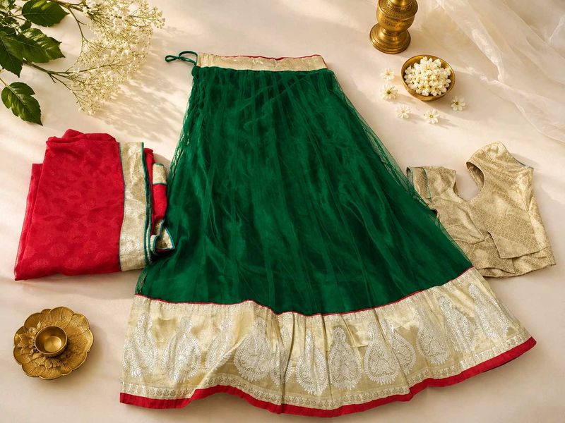 Green Net Lehenga Choli Set😍✨