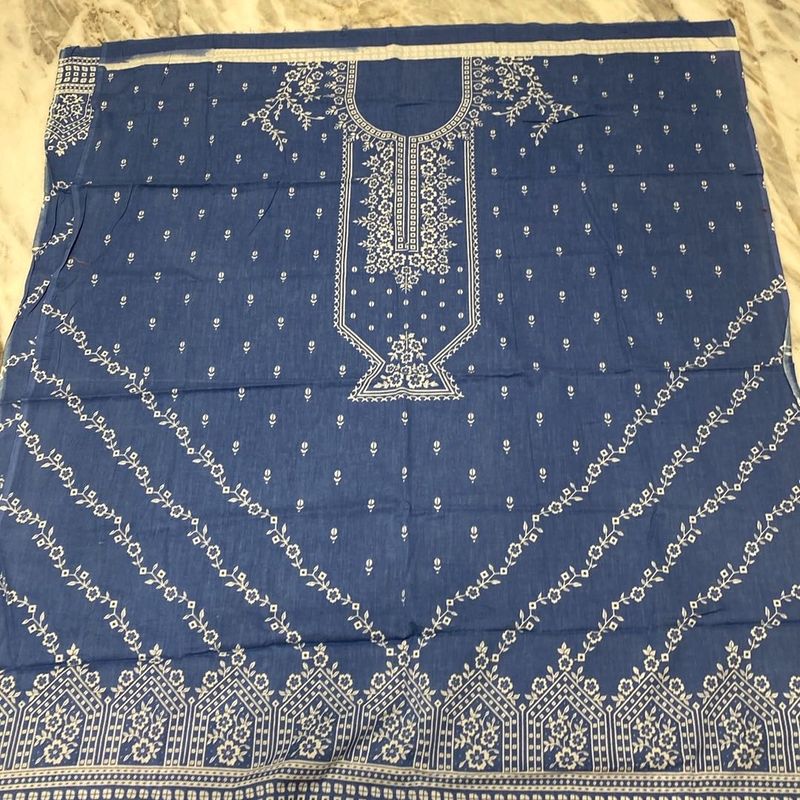 Blue &amp; White Dress Material