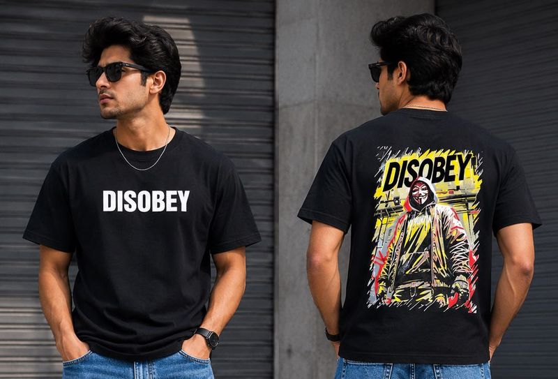 Graphic Print 'DISOBEY' T-Shirt