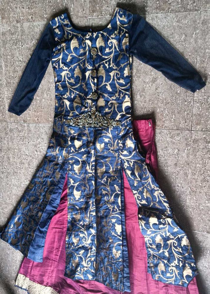 Blue Floral Print Lehenga Choli Set