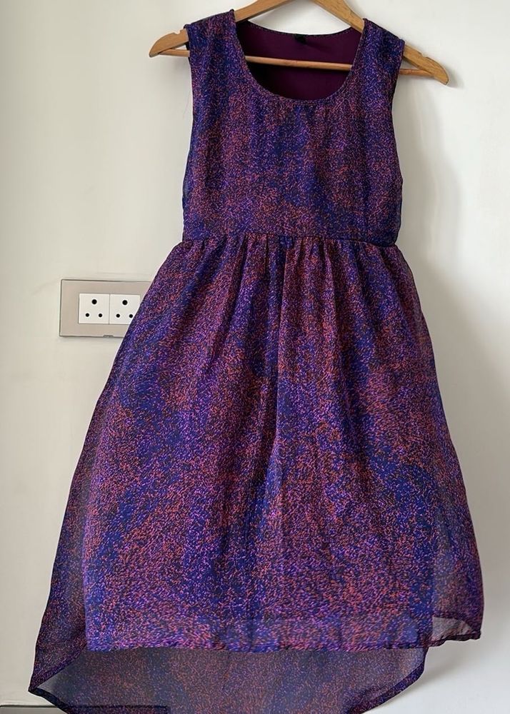 Stylish Purple &amp; Pink Print Dress