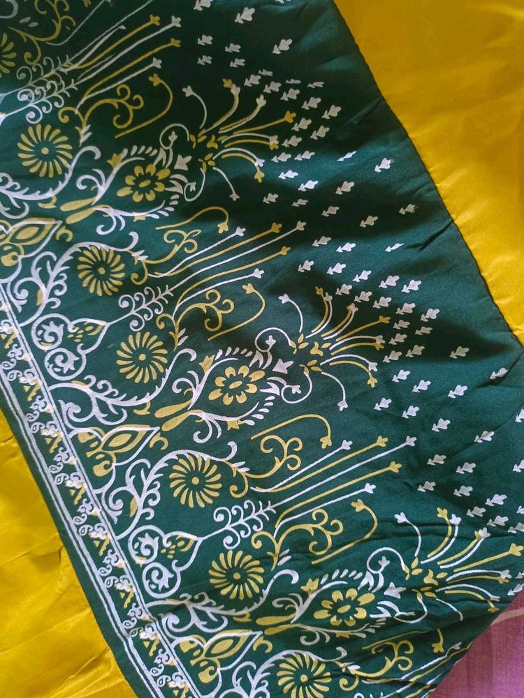 Elegant Green &amp; Yellow Dress Material