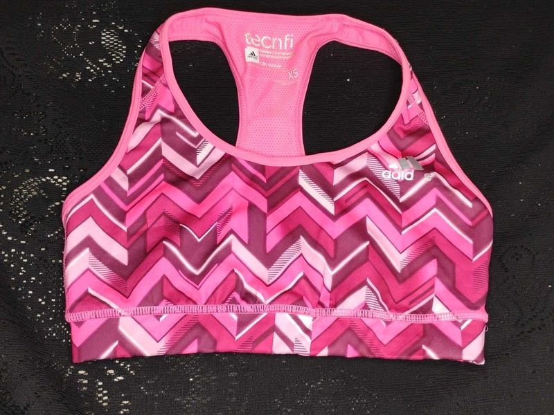 Adidas Sports Bra Pink Chevron Pattern