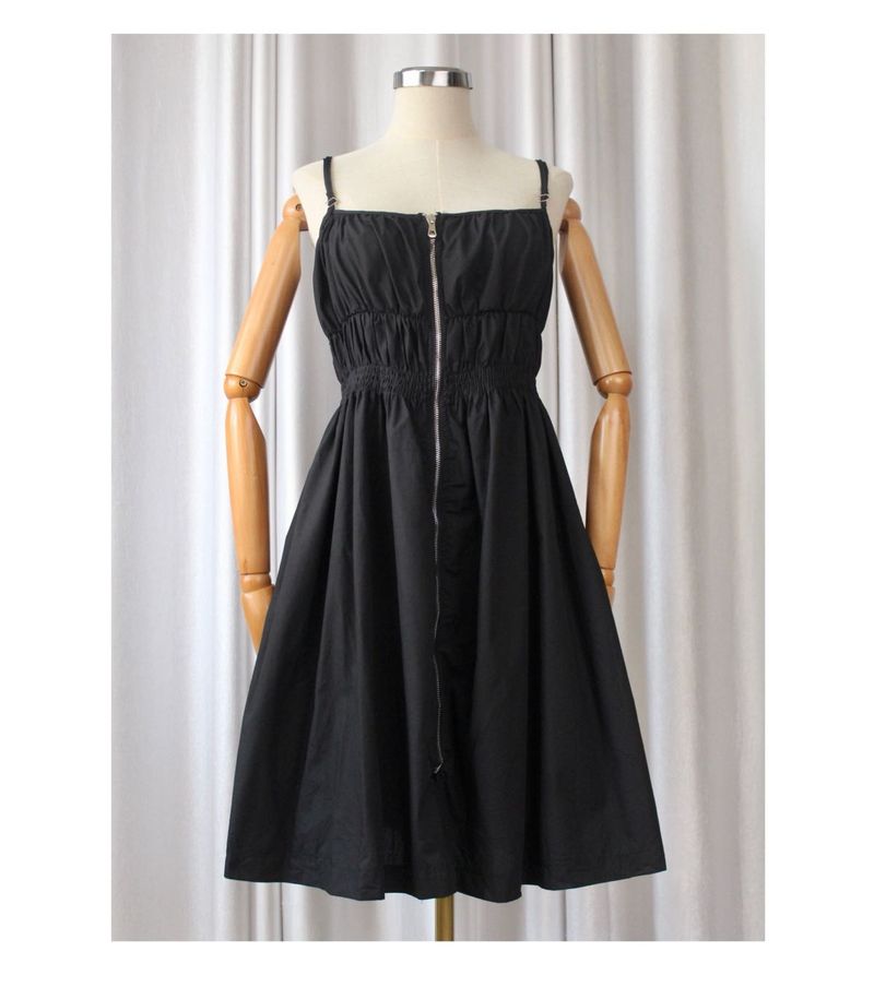 Sleek Black Zip-Front Dress