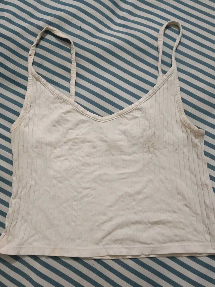 Ribbed White Camisole slip
