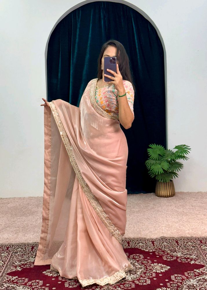 Real Mirror Work Jimmy Saree with Dori