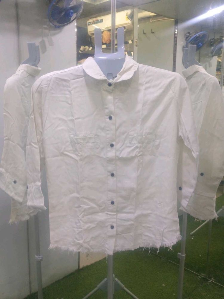 White Collared Button-Up Shirt