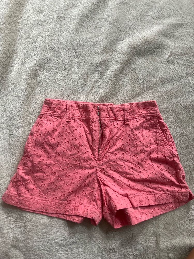 Chic Pink Eyelet Shorts
