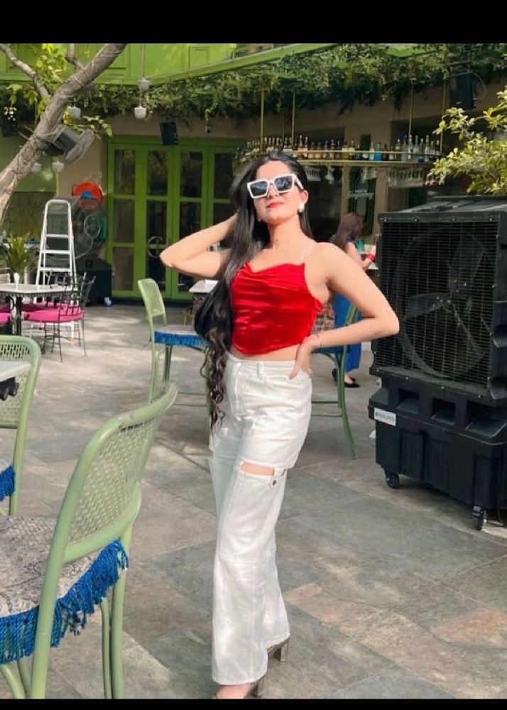 Chic White Distressed Flare Pants