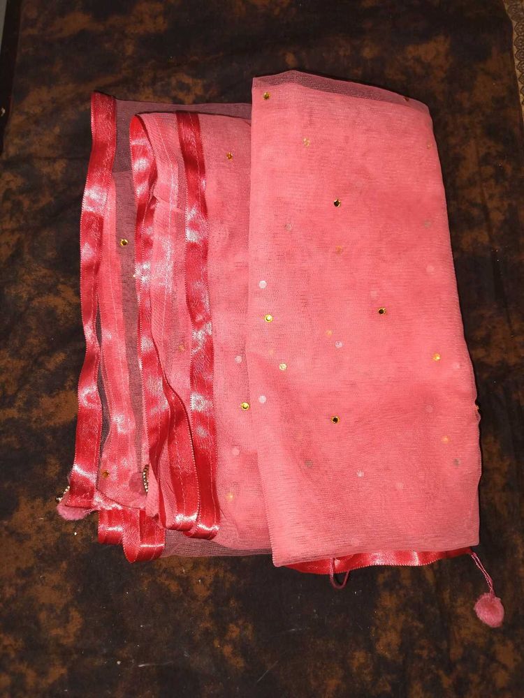 Pink Net Dupatta