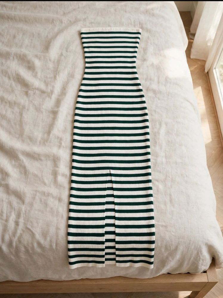 Striped Strapless Maxi Dress