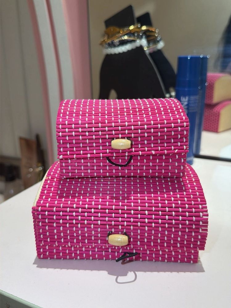 Pink Bamboo storage boxes