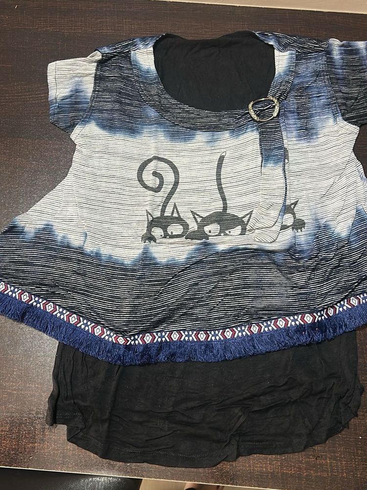 Cute Cat Print Top