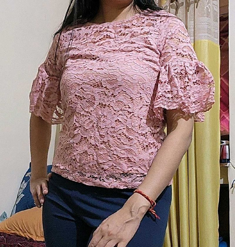 Mauve Days Faballey Pink Lace Top