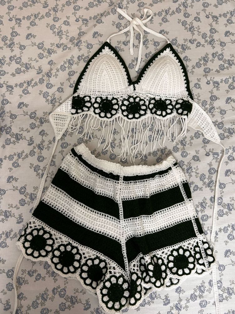Crochet Top &amp; Shorts Set - Belia 2 piece Coord se