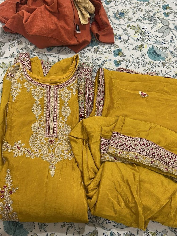 Elegant Yellow Embroidered Salwar Suit