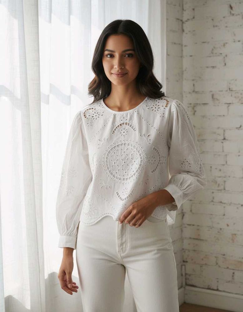 White Broderie Anglaise Top