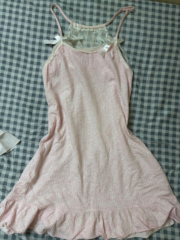 Pink Lace Trim Nightgown