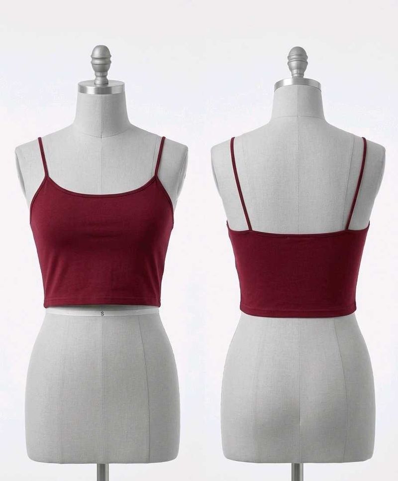 Maroon Spaghetti Strap Crop Top