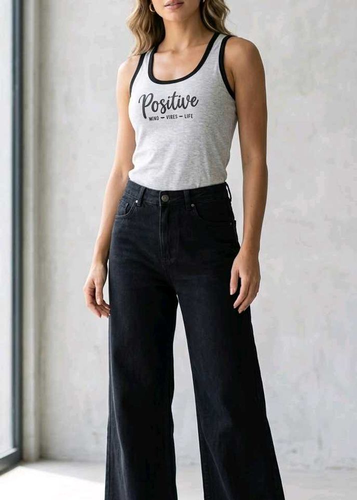 Combo Tank Top n Mast &amp; Harbour Black Wide Leg Jea