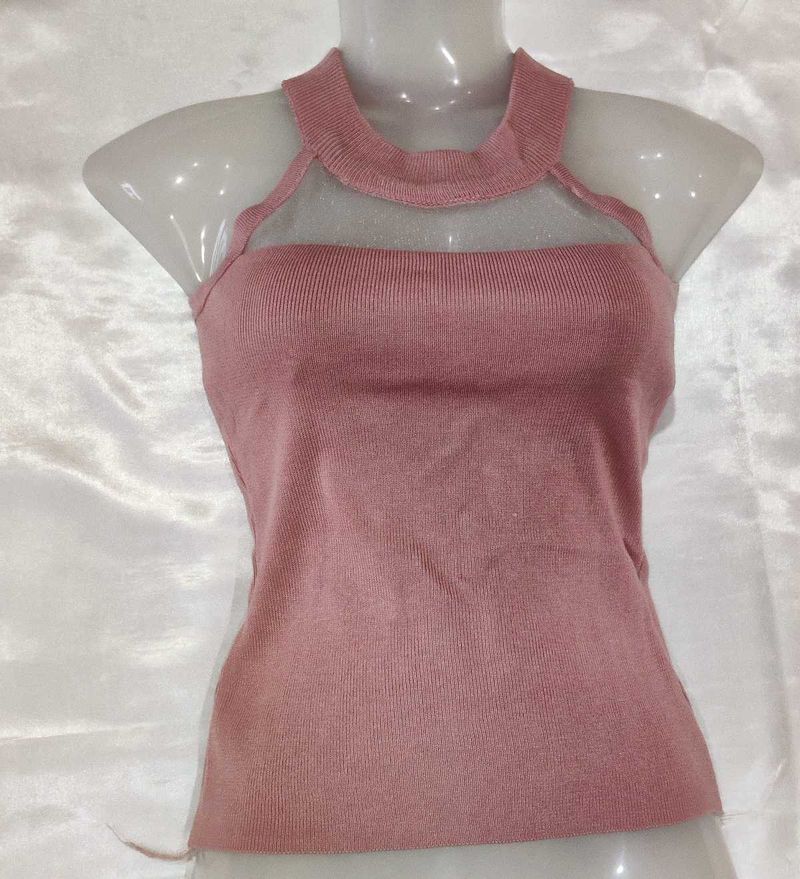 Chic Pink Halter Neck Top