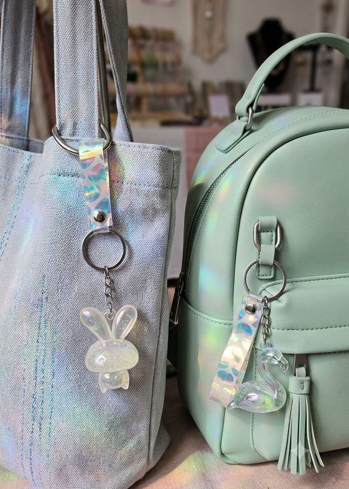 Cute Bunny &amp; Flamingo Keychain Set