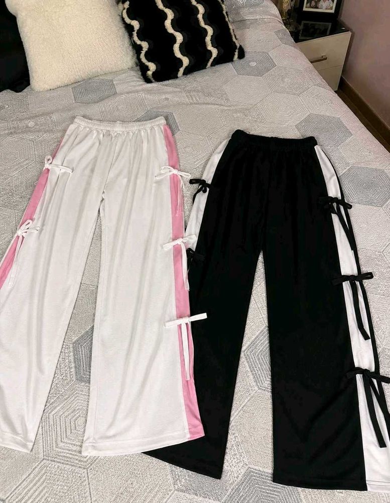 Trendy Wide Leg Tie-Up Pants