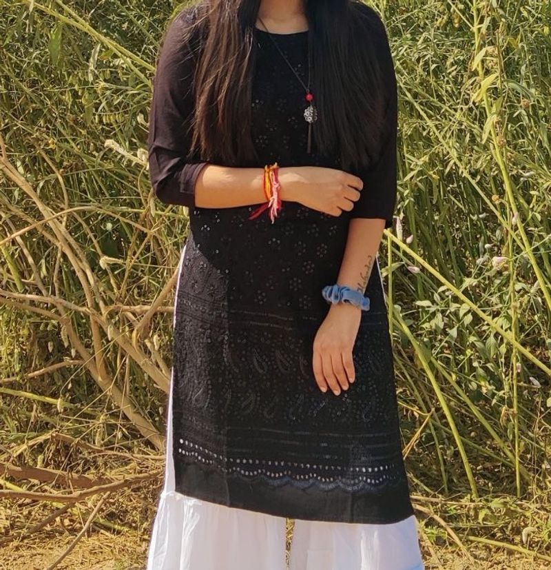 Elegant Black Chikankari Kurta