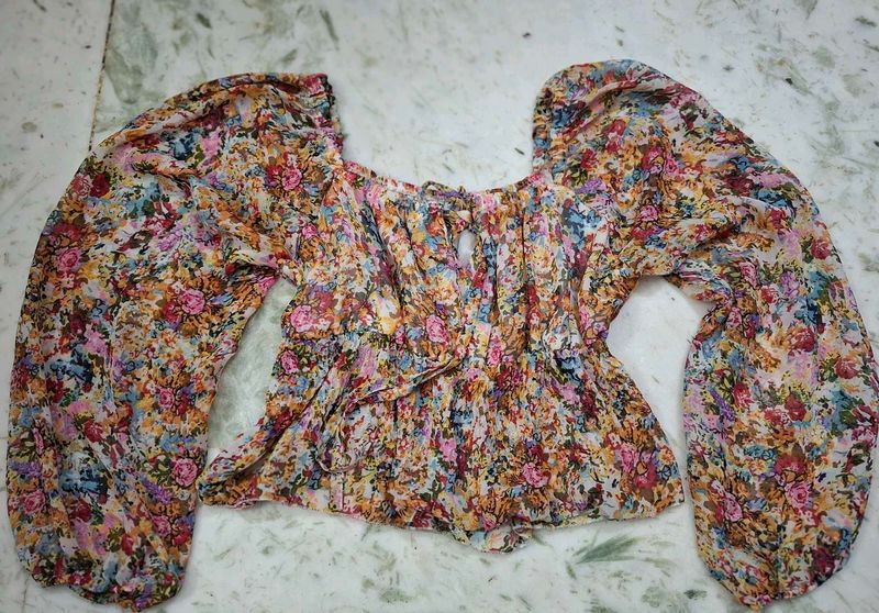 Boho Floral Print Off-Shoulder Top