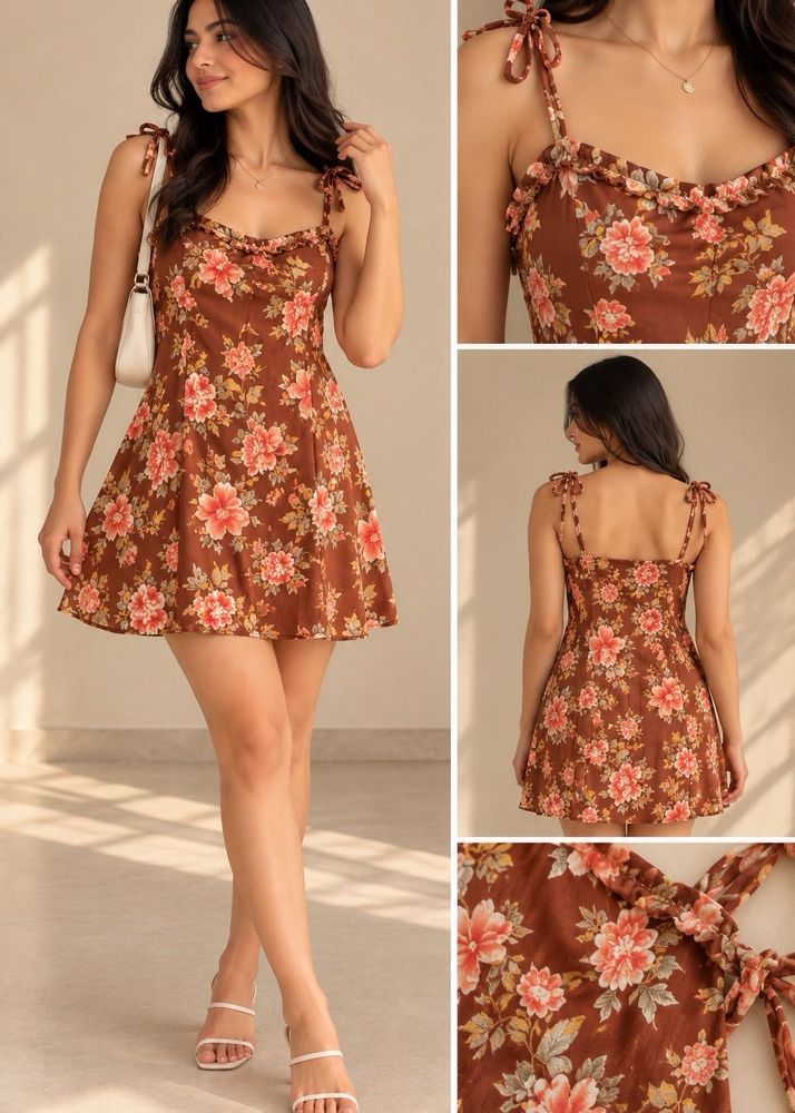 Floral Print Tie-Strap Mini Dress