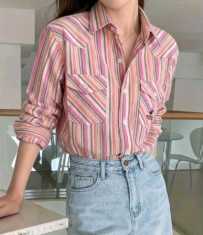 New with tag Striped Button-Up Shirt Pocket