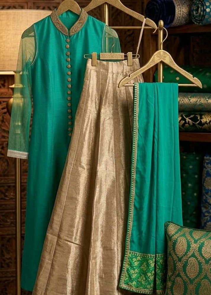 Green lehnga suit