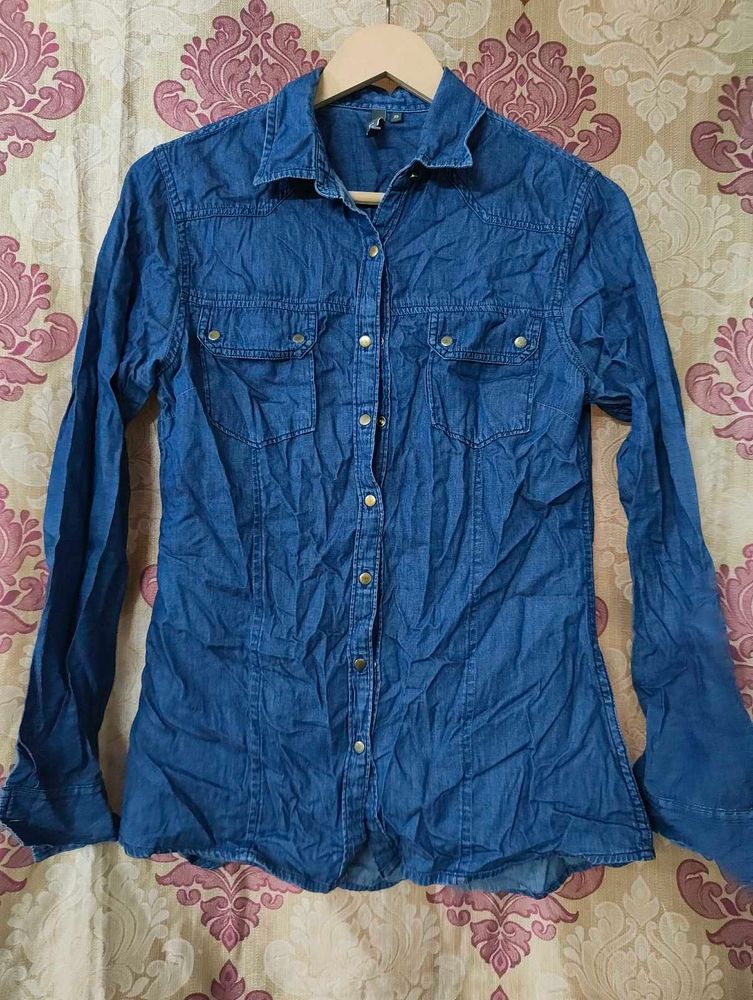Blue Denim Button-Up Shirt