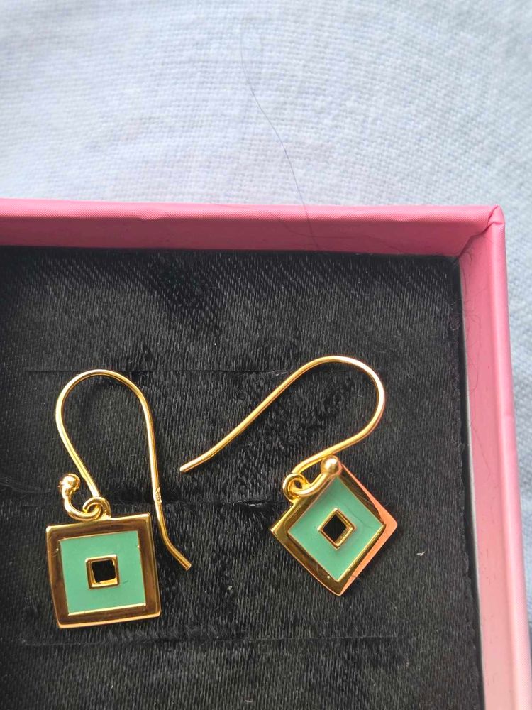 Chic Mint Square Earrings SS925 gold.plated