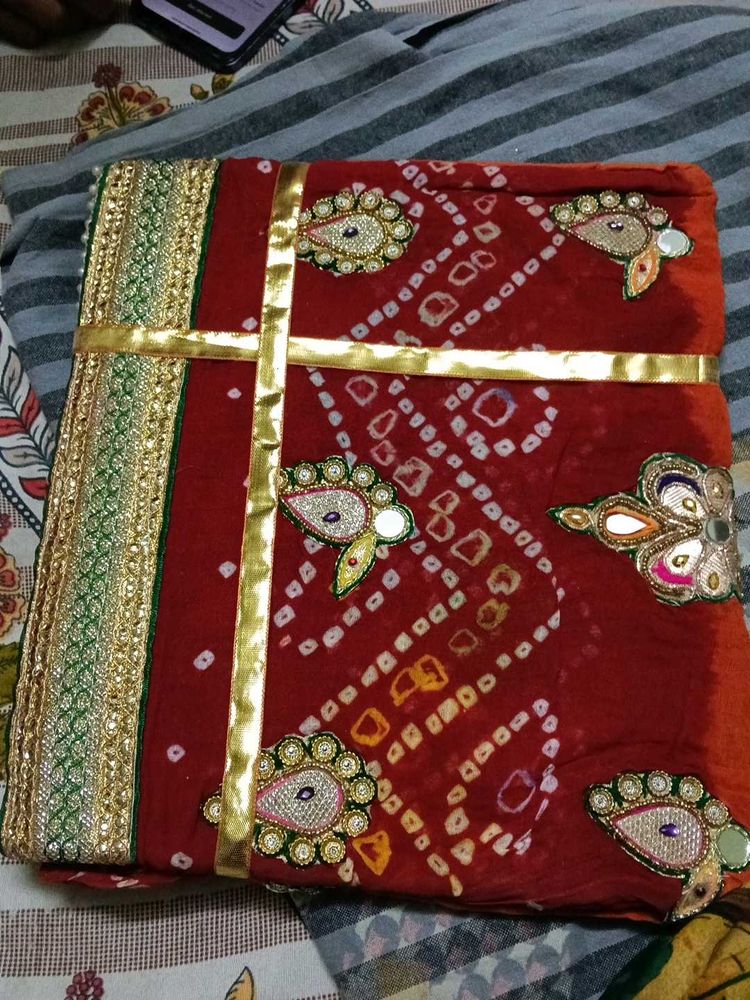 Designer Red Bandhani dupatta