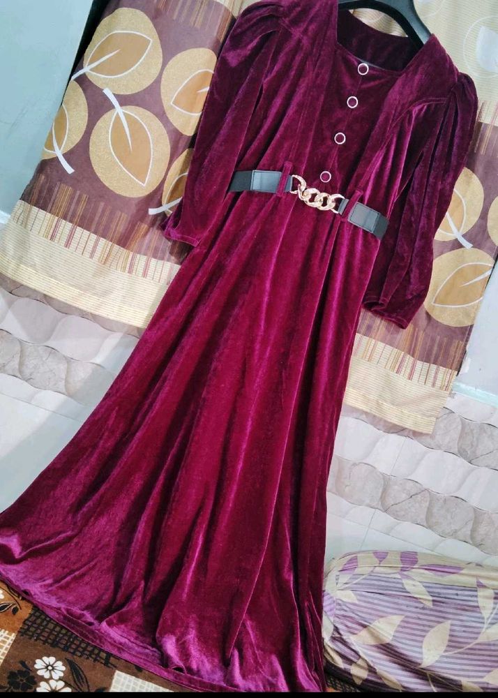 Burgundy Velvet Maxi Dress